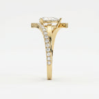 Elegant Pear-Cut Diamond Bypass Side Stone Engagement Ring