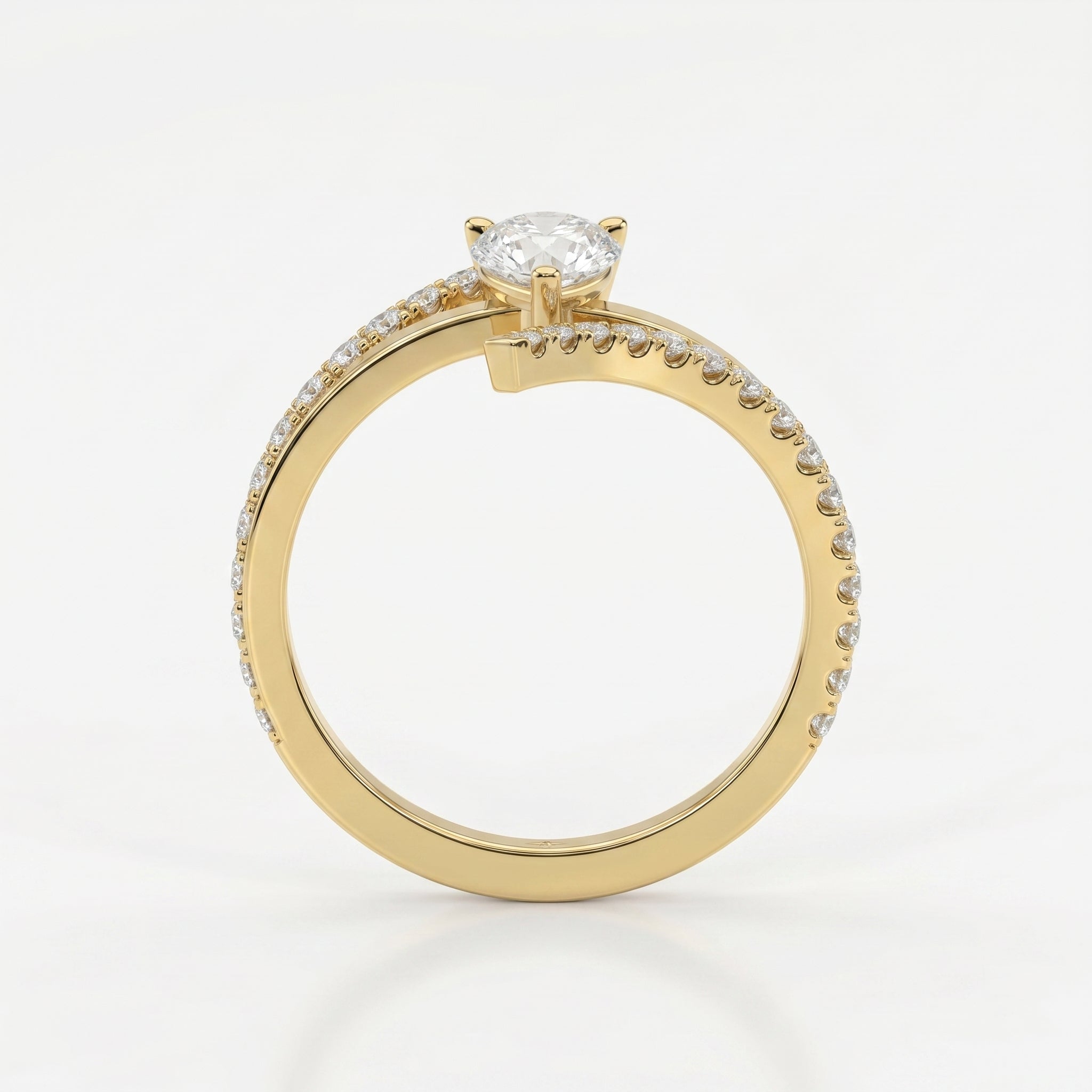Elegant Pear-Cut Diamond Bypass Side Stone Engagement Ring