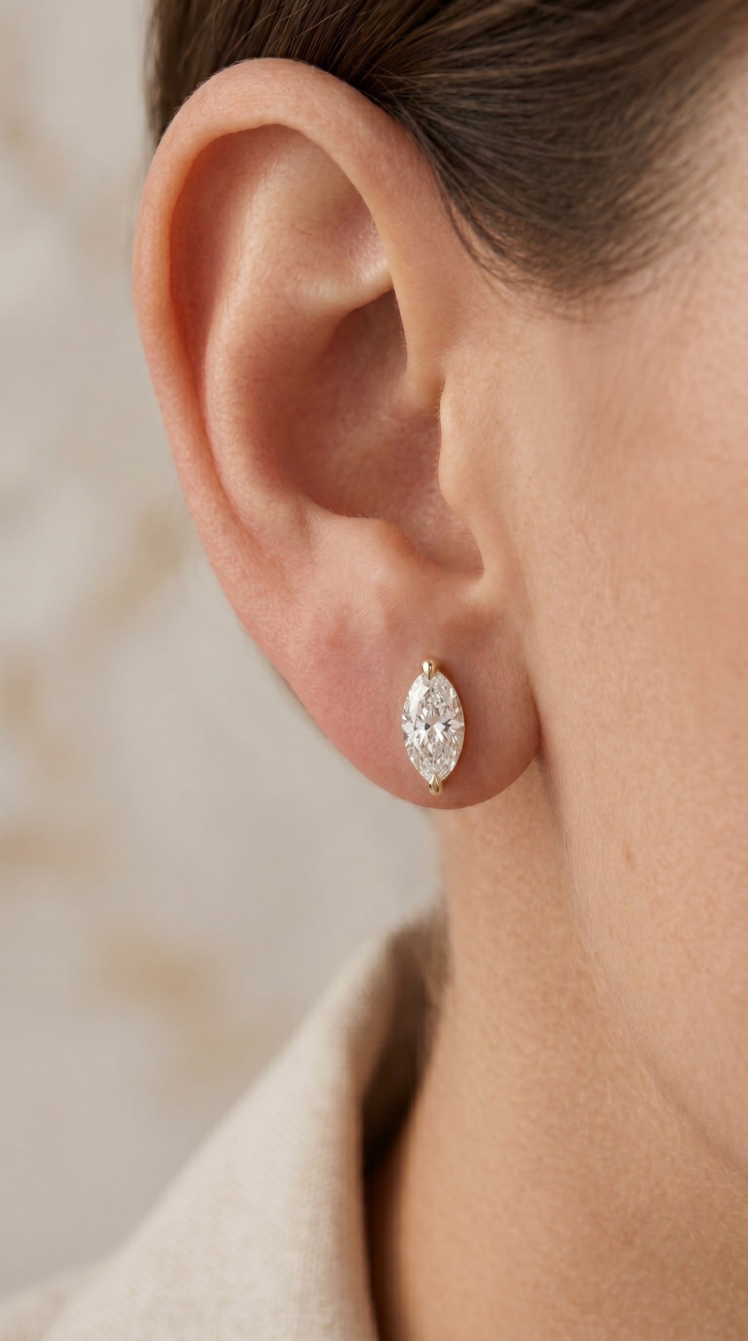 Marquise 2-Prong Lab-Grown Diamond Stud Earrings