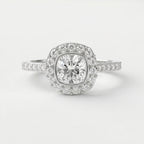 Cushion Shape Round Brilliant Side Stone Engagement Ring