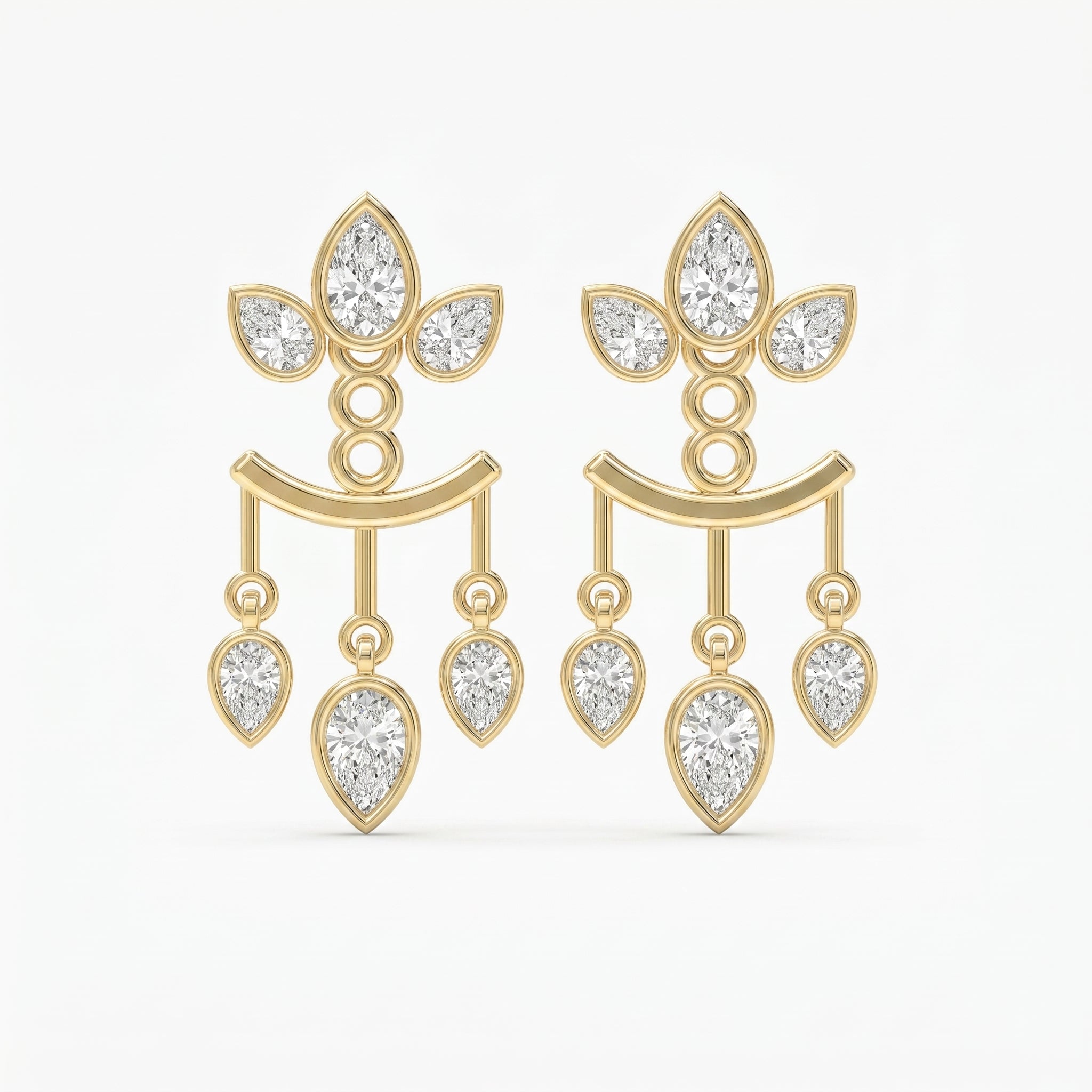 Pear Diamond Regal Teardrop Chandelier Fashion Earrings