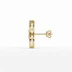 Butterfly Round Diamond with Multicolor Gemstones Stud Fashion Earrings