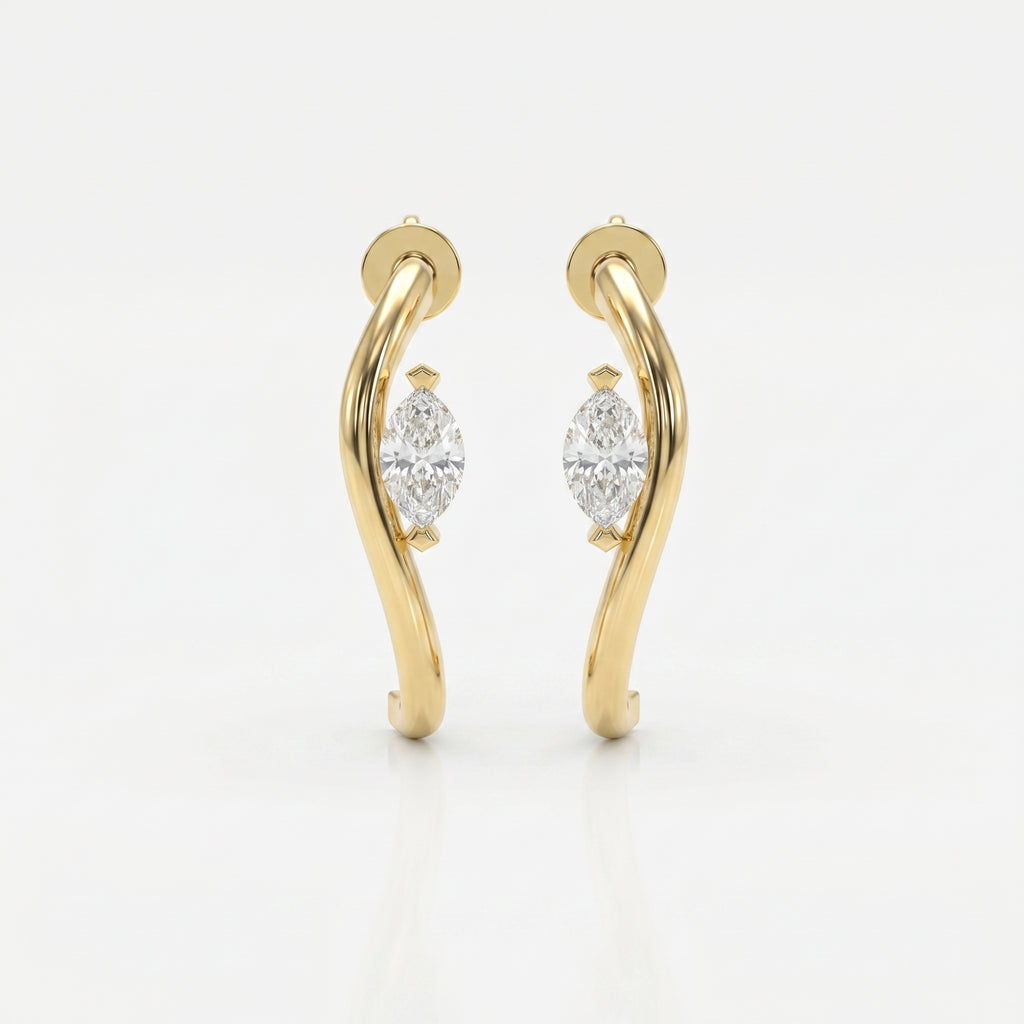 Marquise Diamond Curvy Embrace Fashion Earrings