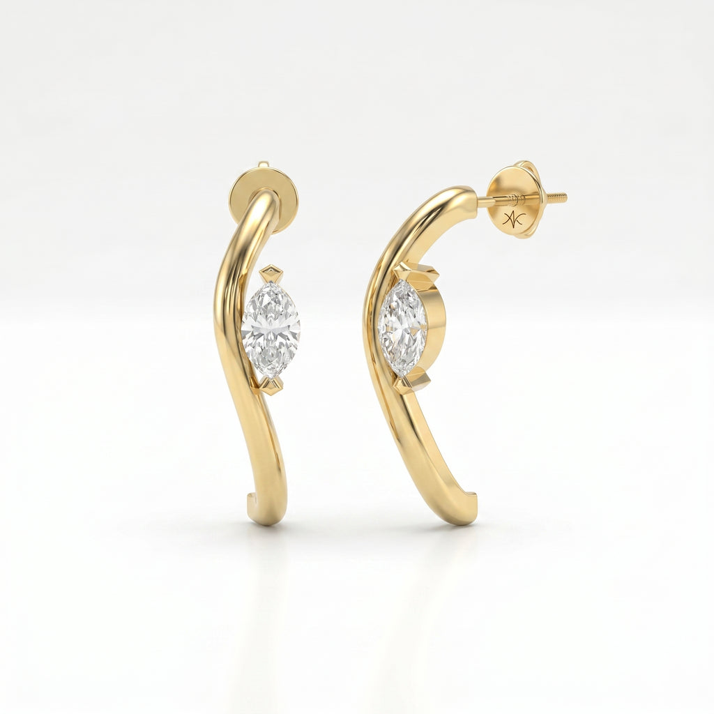 Marquise Diamond Curvy Embrace Fashion Earrings