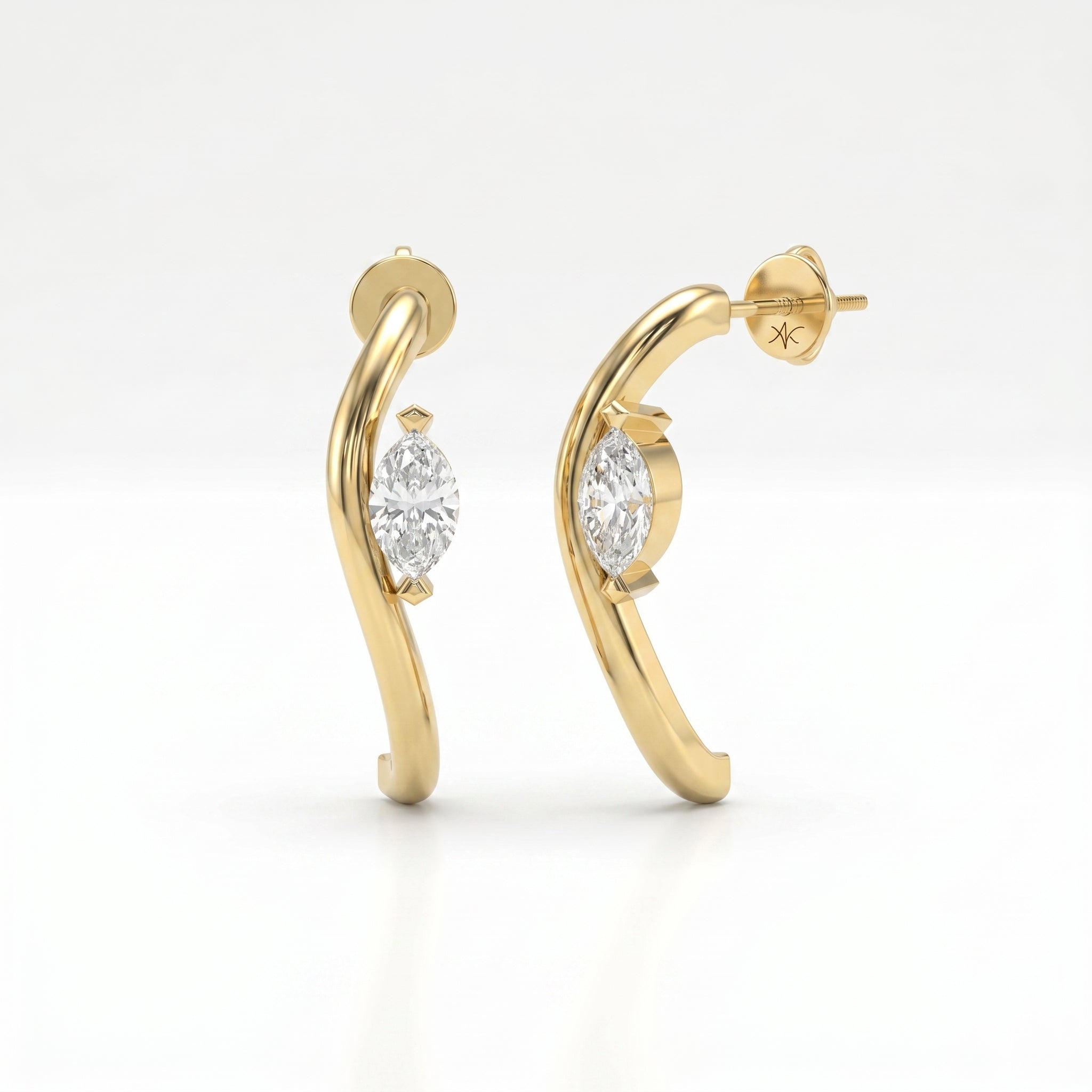 Marquise Diamond Curvy Embrace Fashion Earrings