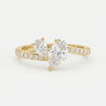 Two-Stone Pear Shaped Diamond Bypass Side Stone Engagement Ring 