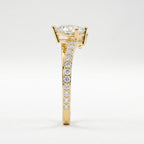 Two-Stone Pear Shaped Diamond Bypass Side Stone Engagement Ring 