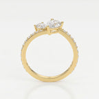 Two-Stone Pear Shaped Diamond Bypass Side Stone Engagement Ring 