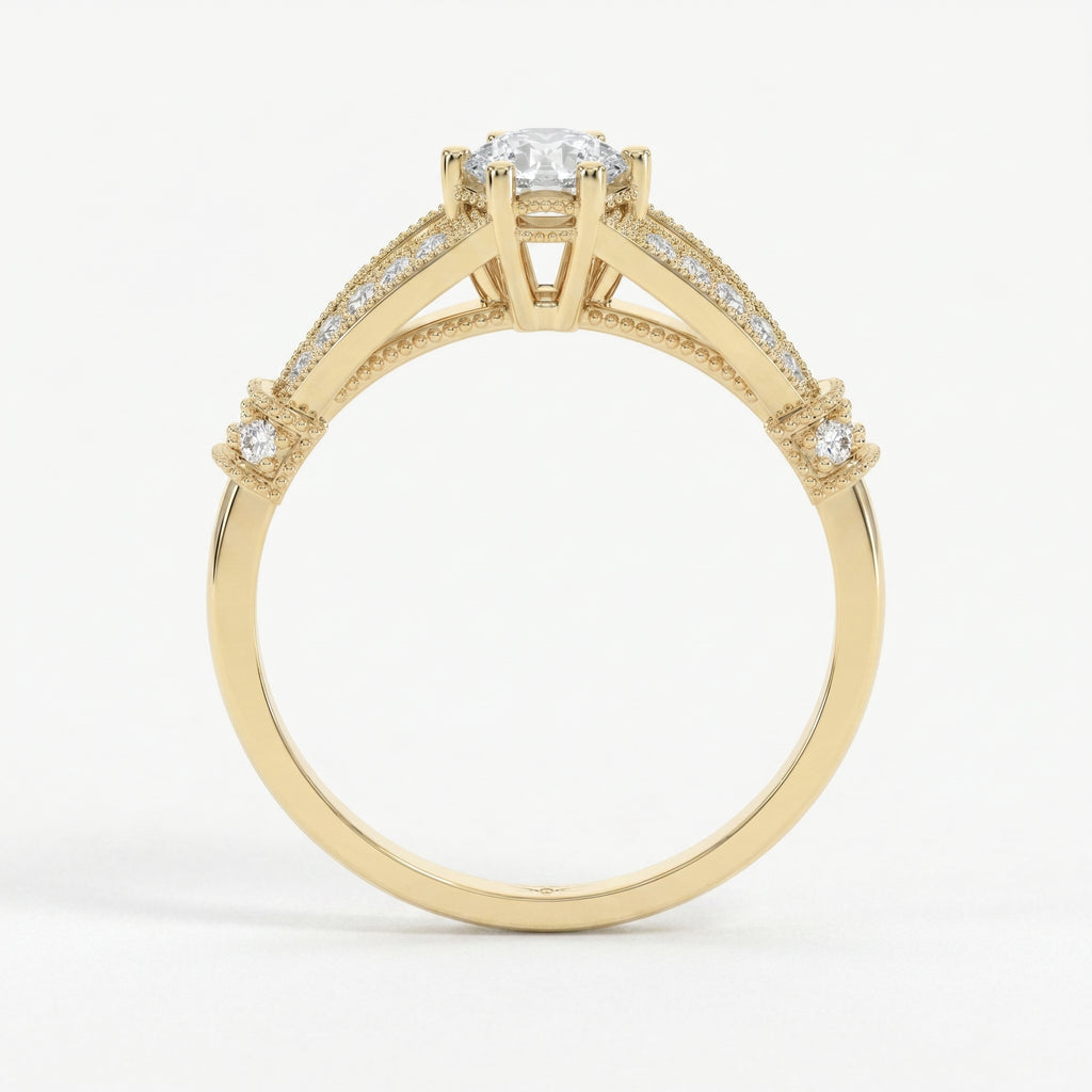 Round Diamond Valencia Design Vintage Ring