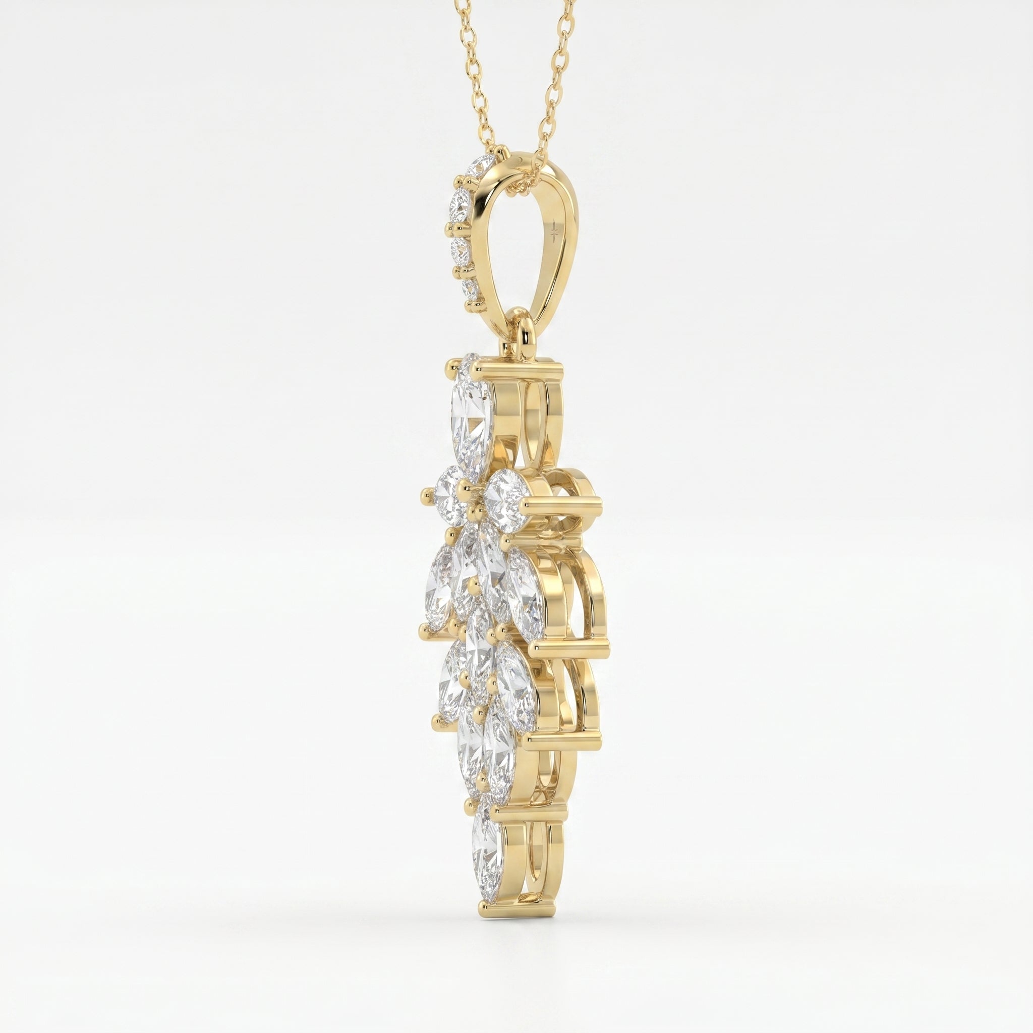 Marquise & Pear Cut Diamond Floral Pendant Necklace