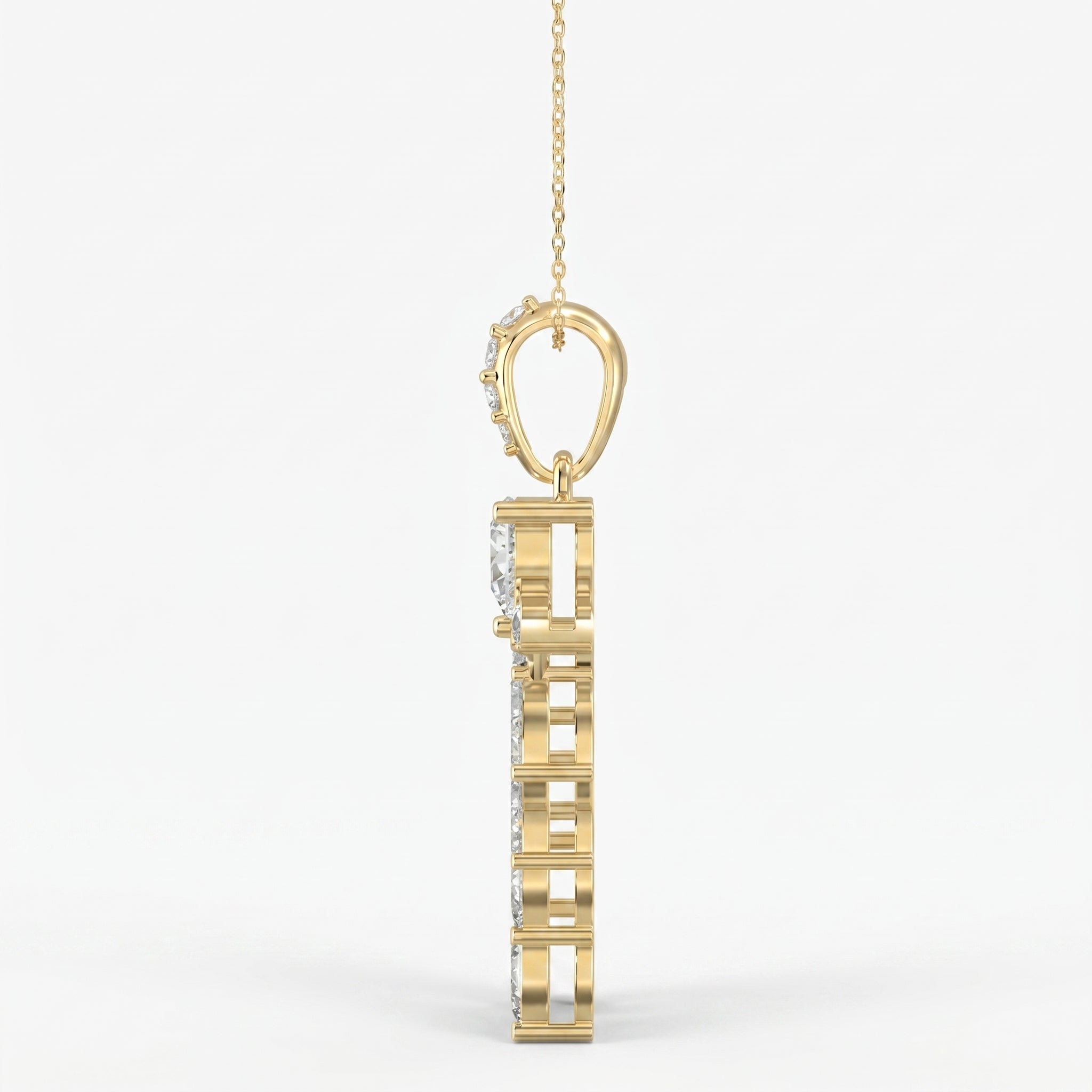 Marquise & Pear Cut Diamond Floral Pendant Necklace