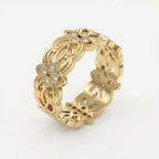 Floral Diamond Wide Diamond Band