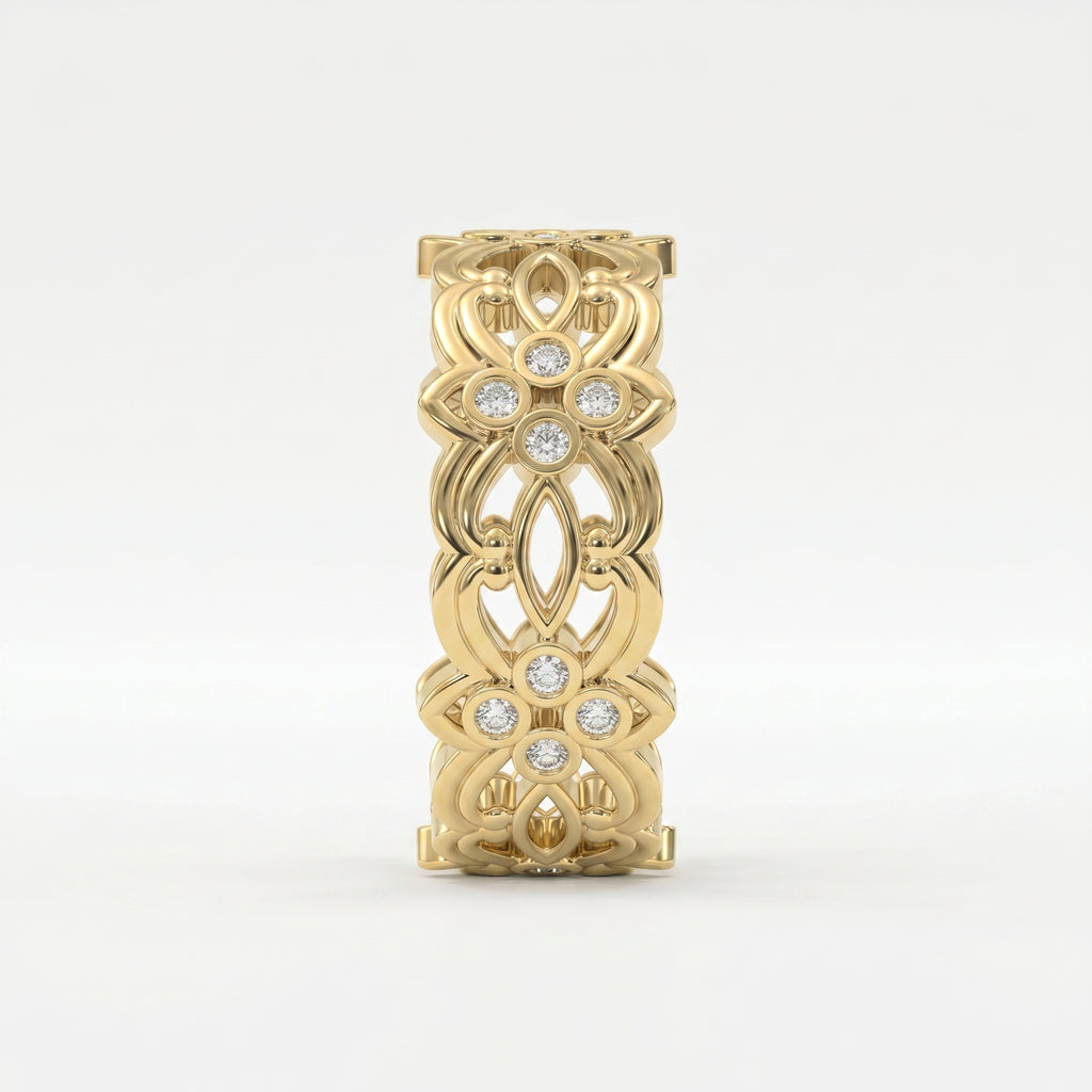 Floral Diamond Wide Diamond Band