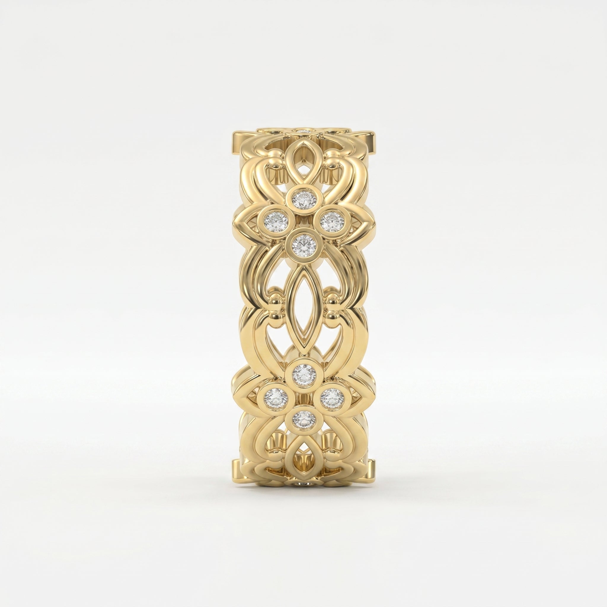 Floral Diamond Wide Diamond Band