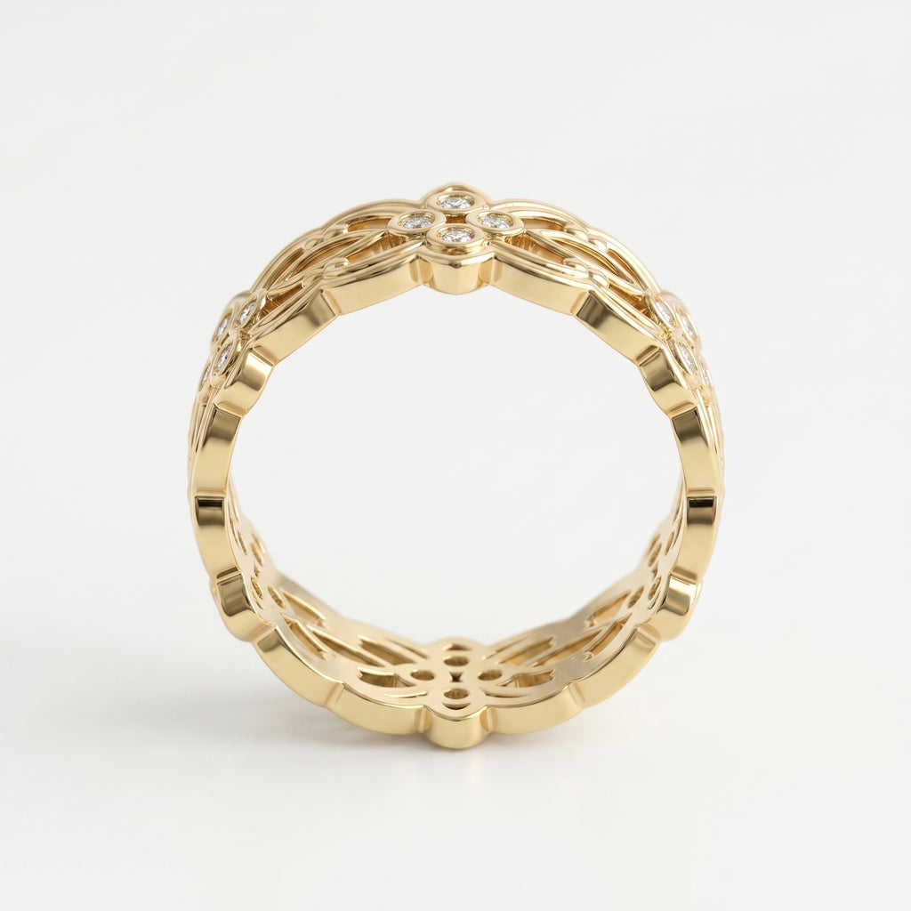 Floral Diamond Wide Diamond Band