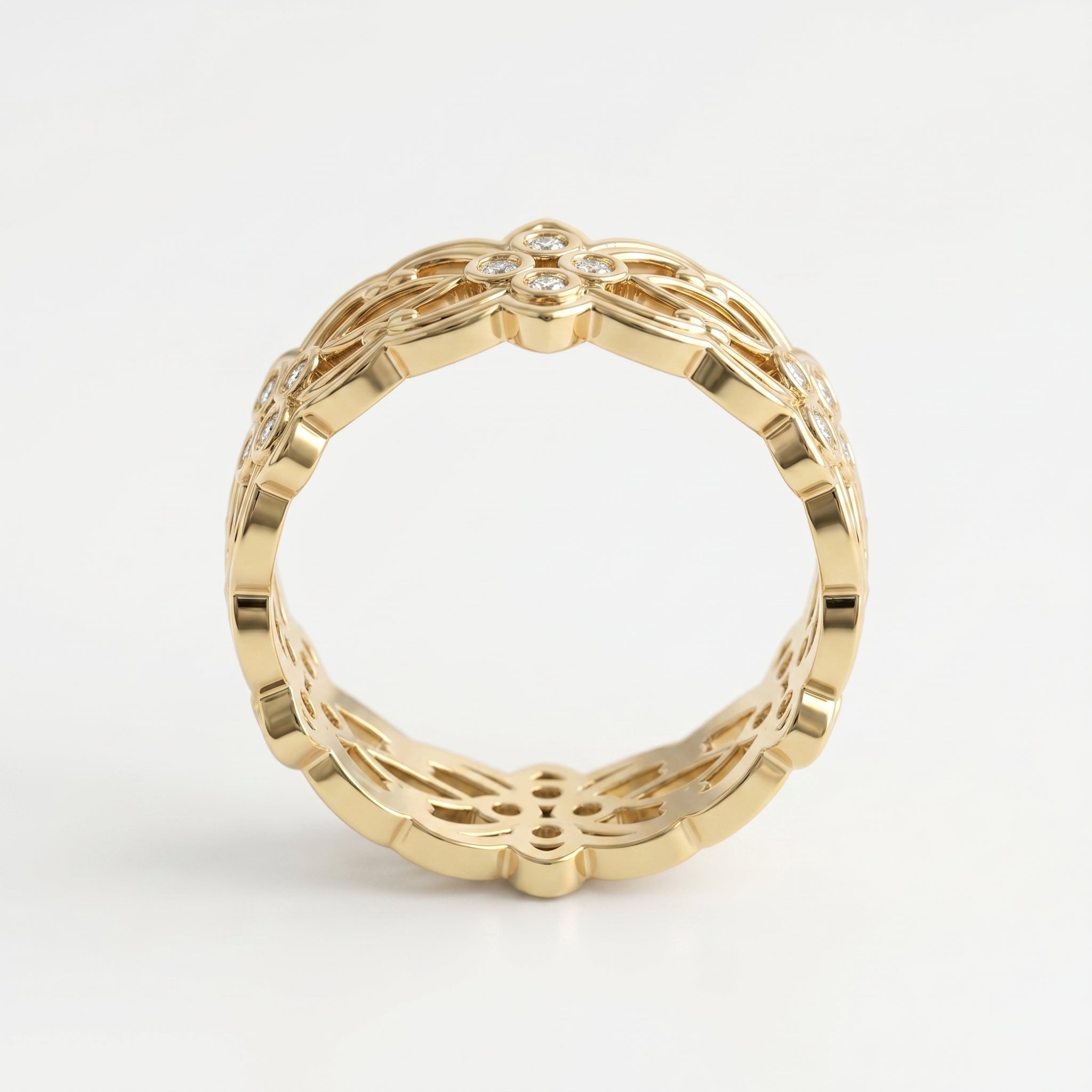 Floral Diamond Wide Diamond Band