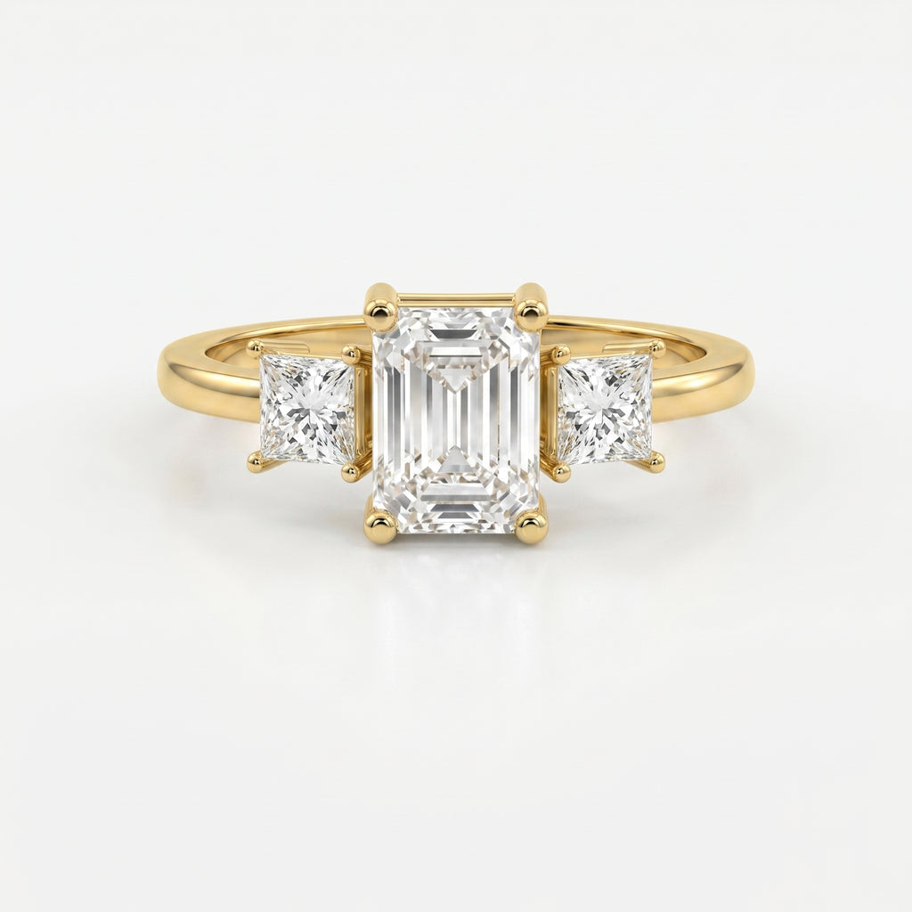 The Axis Trio Emerald Ring