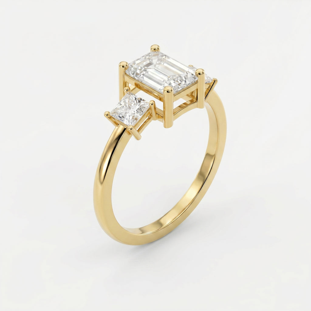 The Axis Trio Emerald Ring