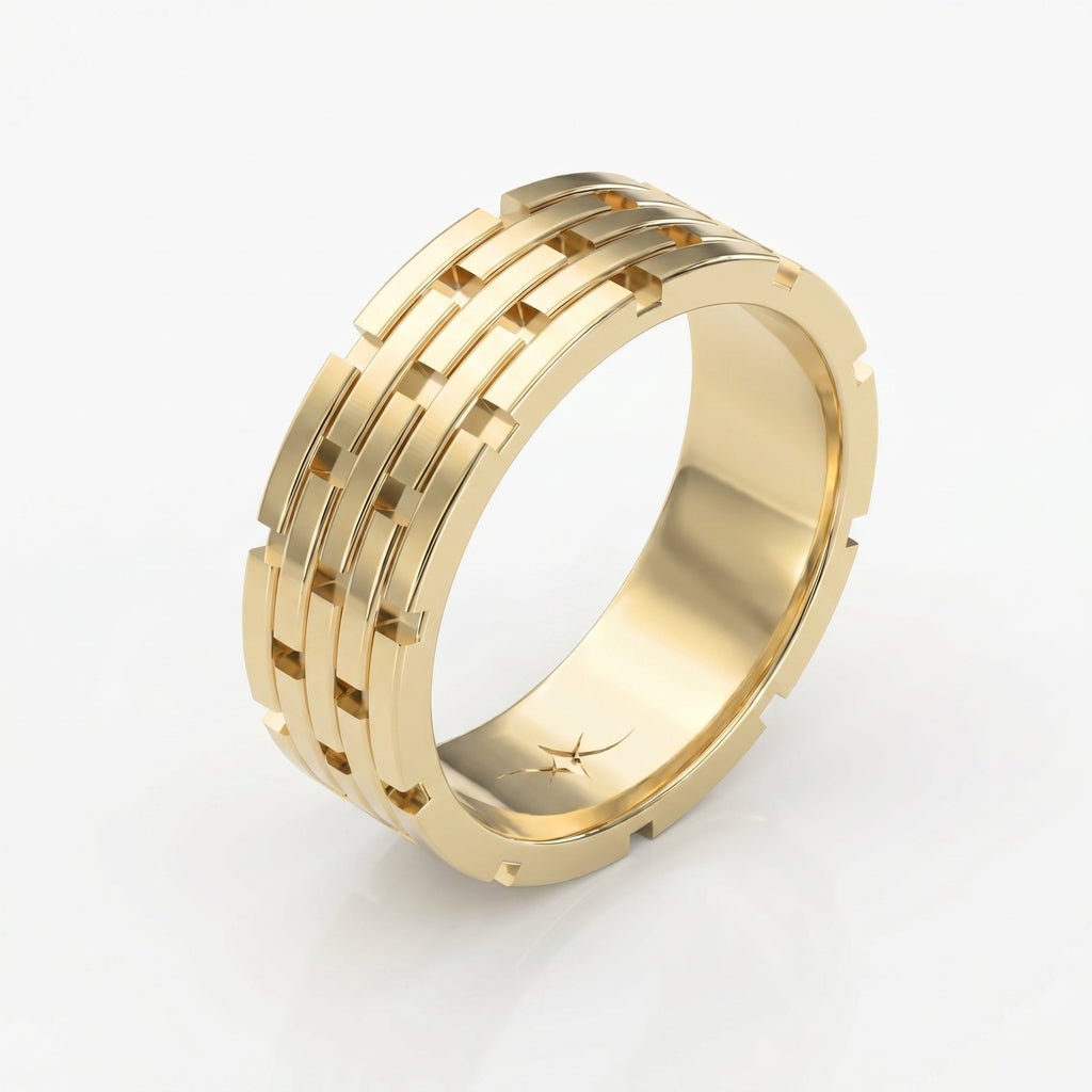 Architectural Linked Wedding Men's Ring