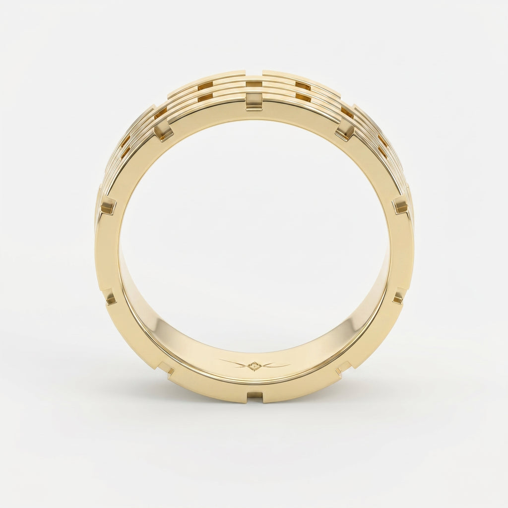 Architectural Linked Wedding Men's Ring