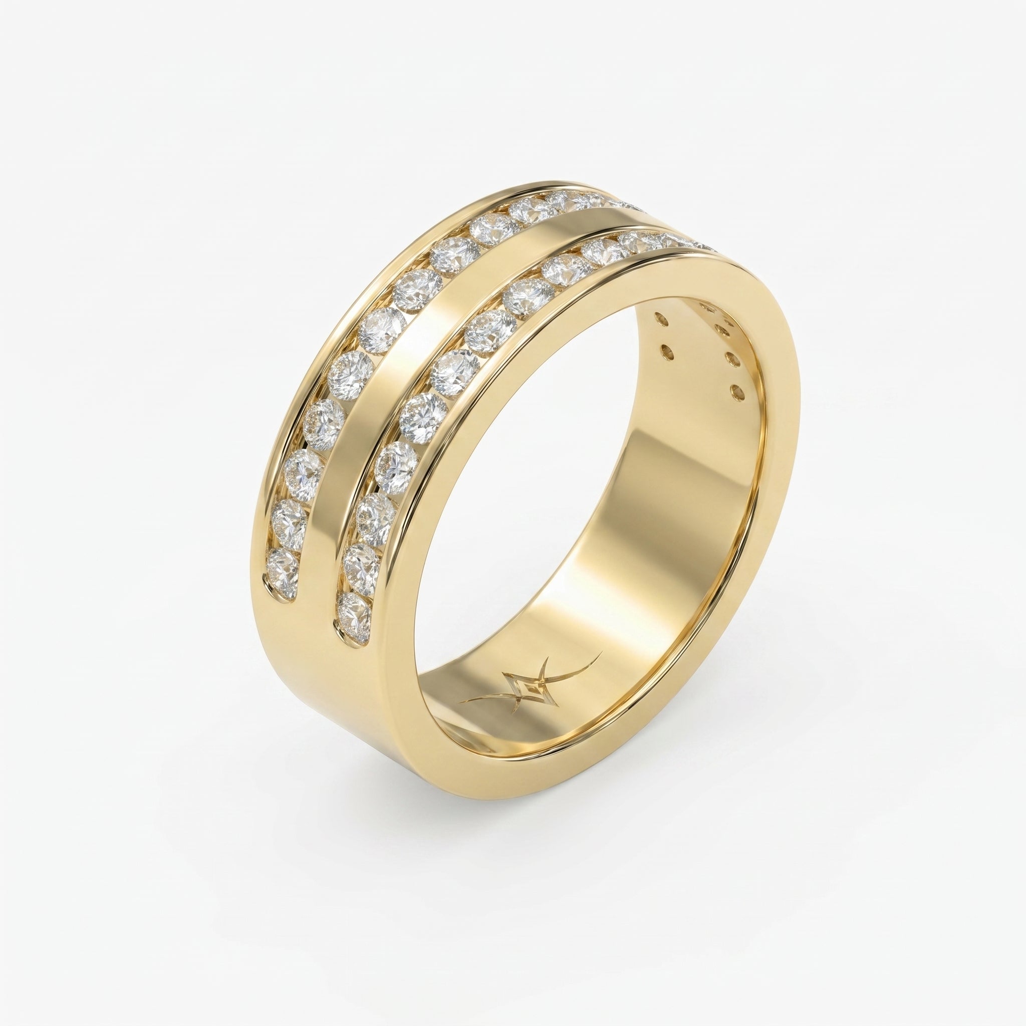 Two-Row Channel Set Half Eternity Diamond Ring