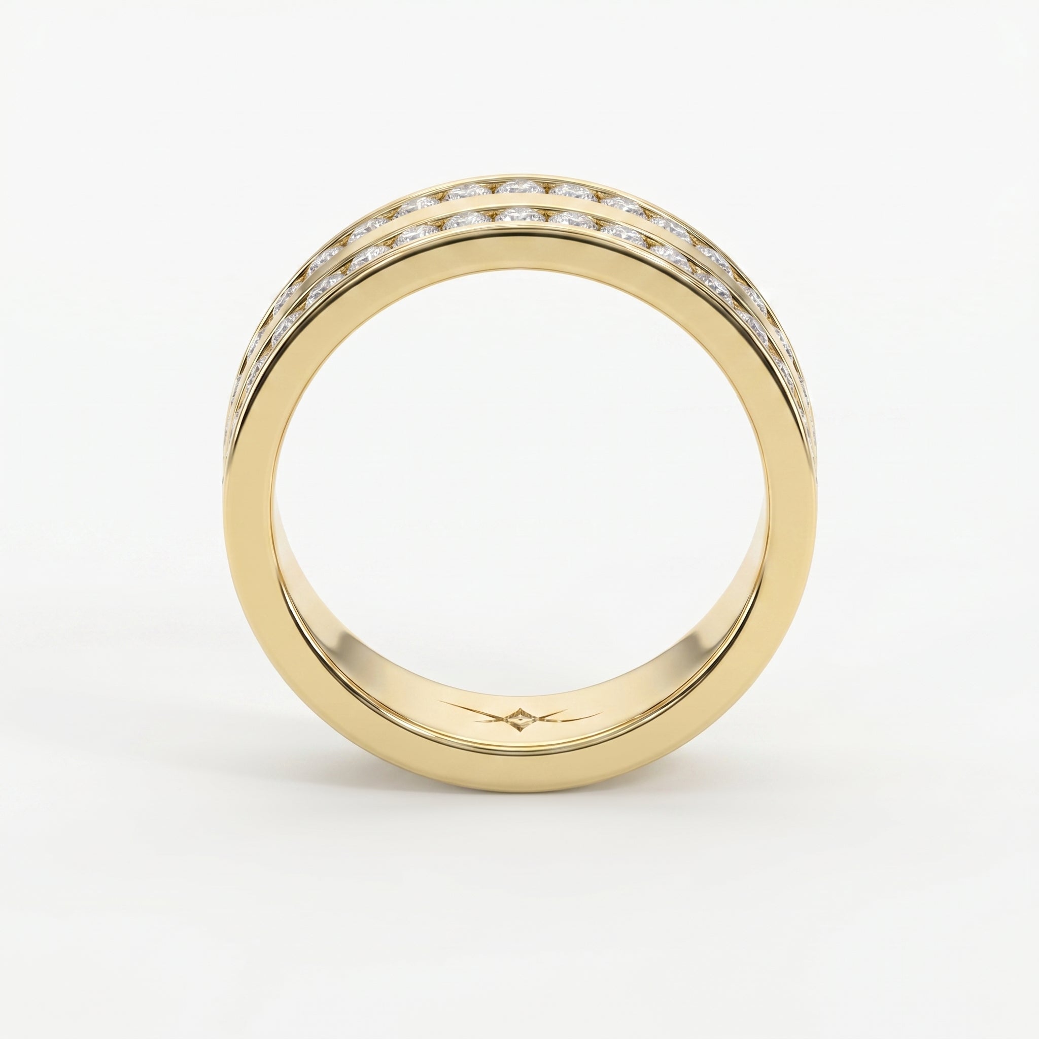 Two-Row Channel Set Half Eternity Diamond Ring