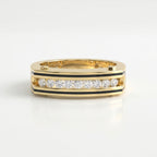 Round Diamond Onyx Channel Men's Ring ( 0.40 Ct. )