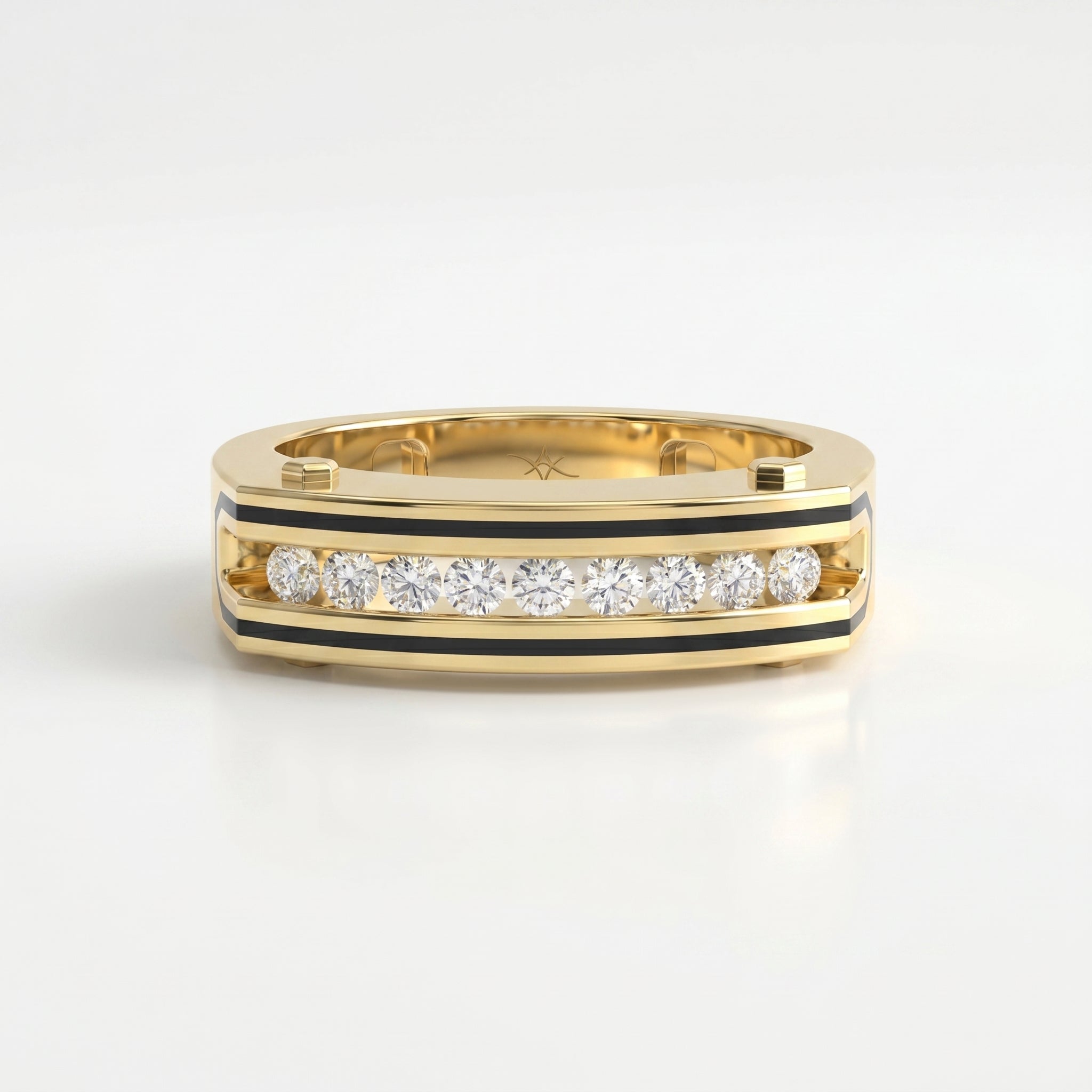 Round Diamond Onyx Channel Men's Ring ( 0.40 Ct. )