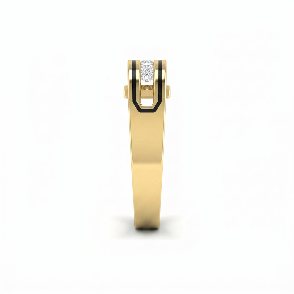 Round Diamond Onyx Channel Men's Ring ( 0.40 Ct. )