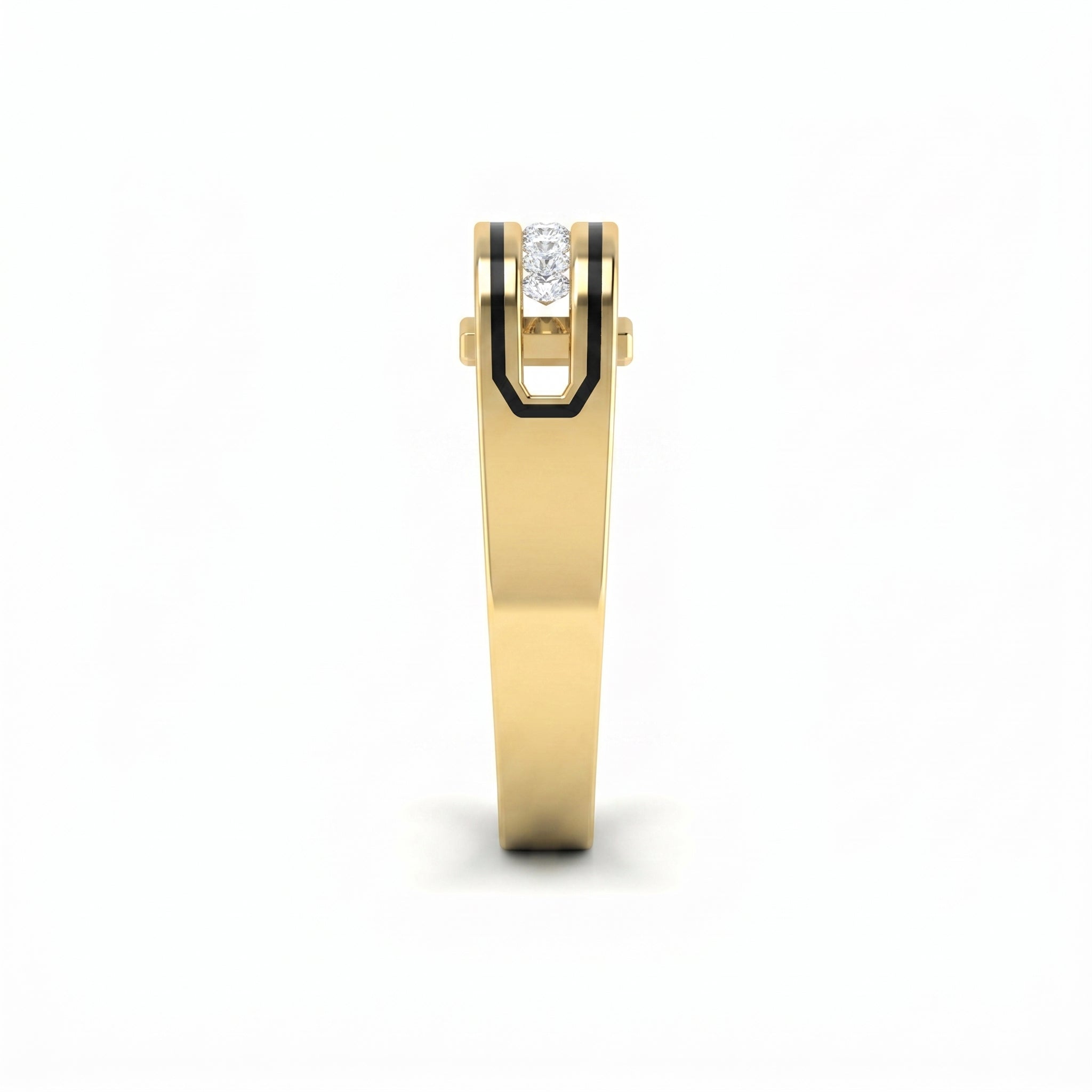 Round Diamond Onyx Channel Men's Ring ( 0.40 Ct. )