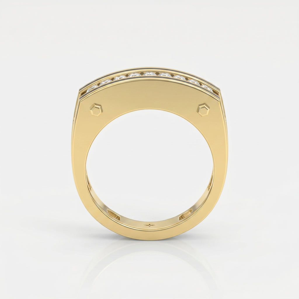 Round Diamond Onyx Channel Men's Ring ( 0.40 Ct. )