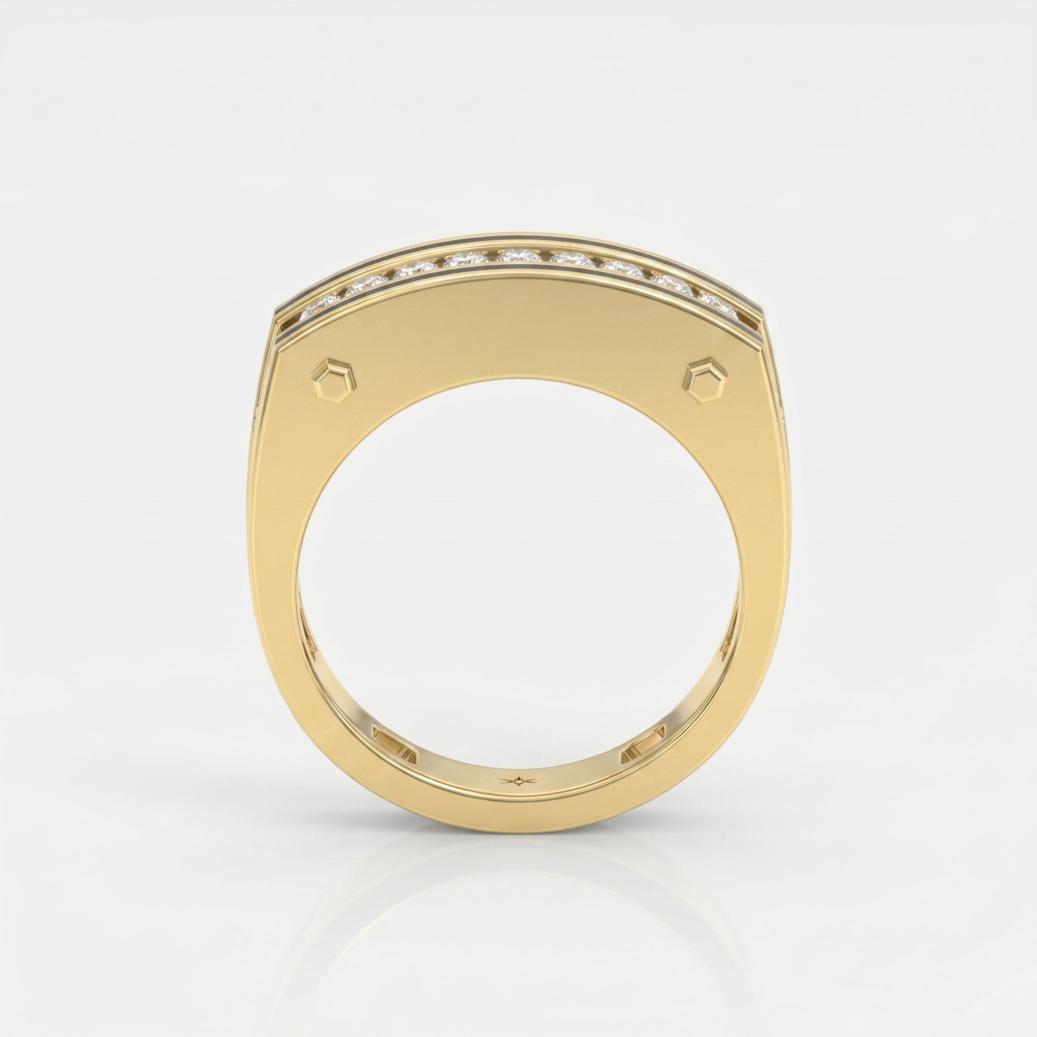 Round Diamond Onyx Channel Men's Ring ( 0.40 Ct. )
