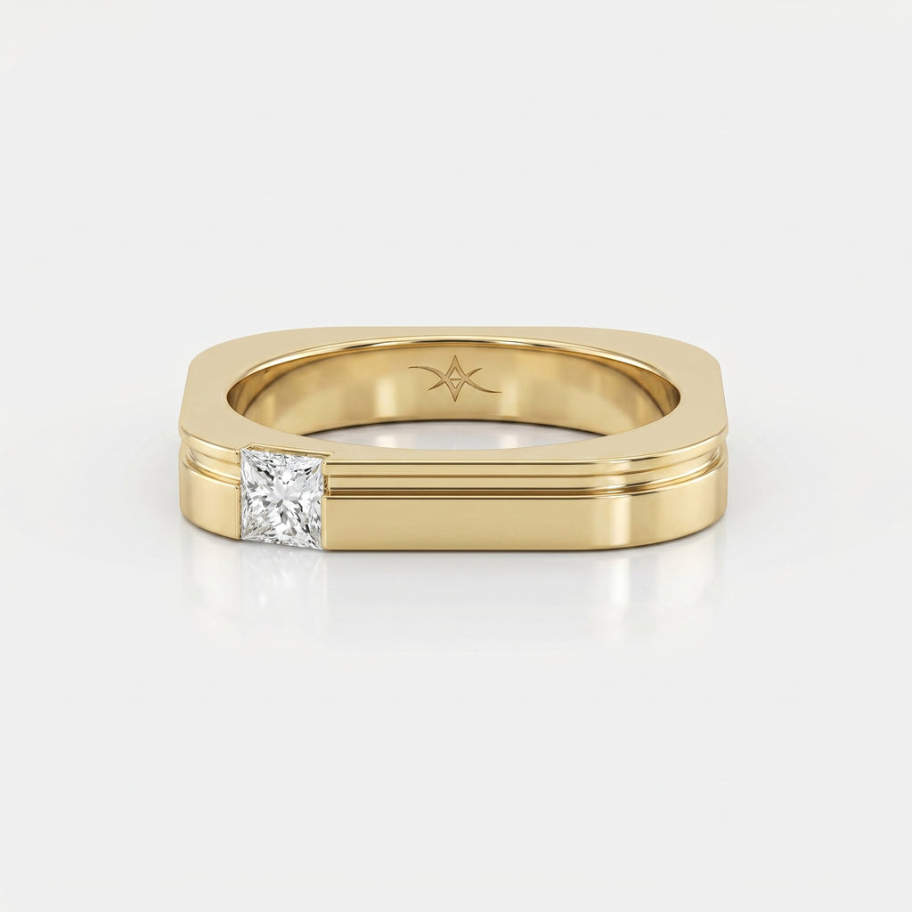 Square Ring for Men Masculine Brilliance diamond Band ( 0.40 -0.50 ct.)