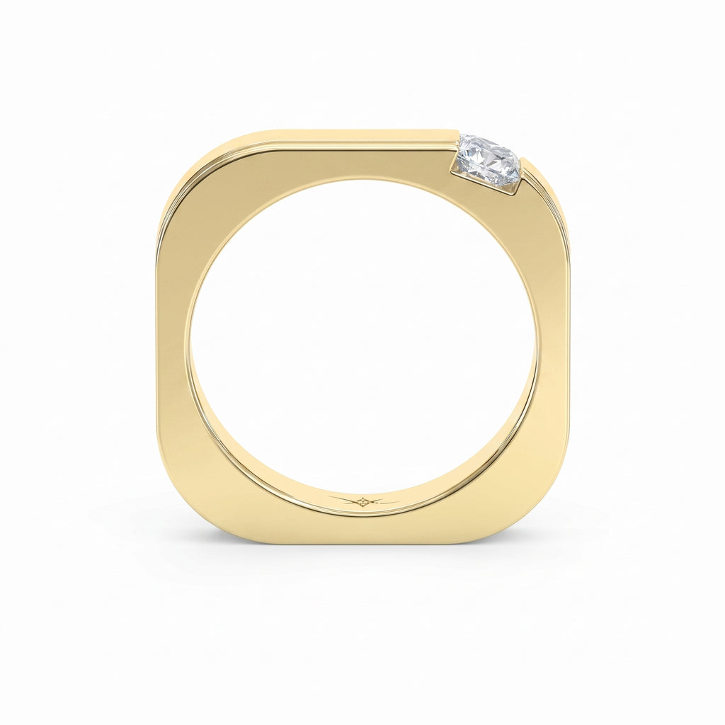 Square Ring for Men Masculine Brilliance diamond Band ( 0.40 -0.50 ct.)