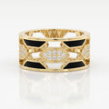 Geometric Cluster Design with Black Enamel Diamond Band
