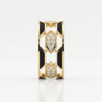 Geometric Cluster Design with Black Enamel Diamond Band