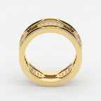Geometric Cluster Design with Black Enamel Diamond Band