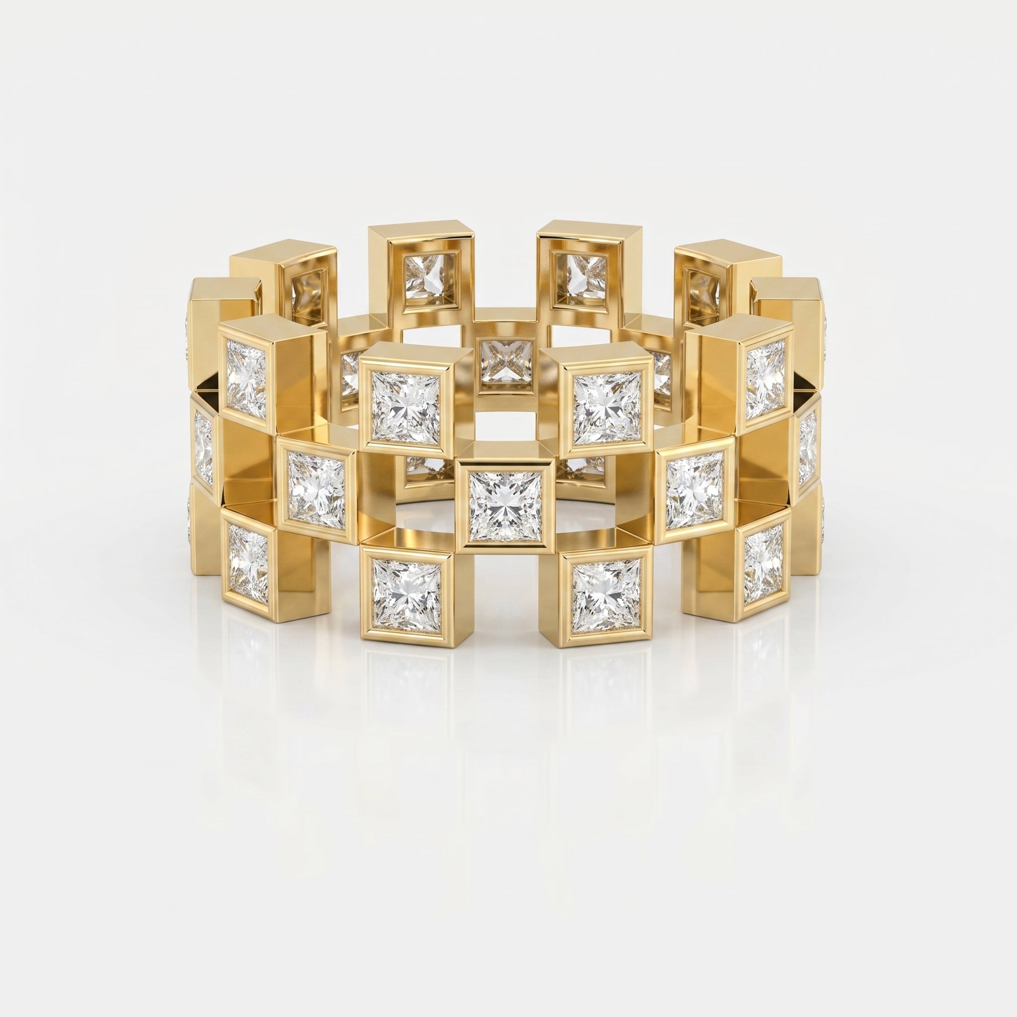 Bold Geometric Princess Cut Diamond Band ( 2.00 - 3.00 ct. )