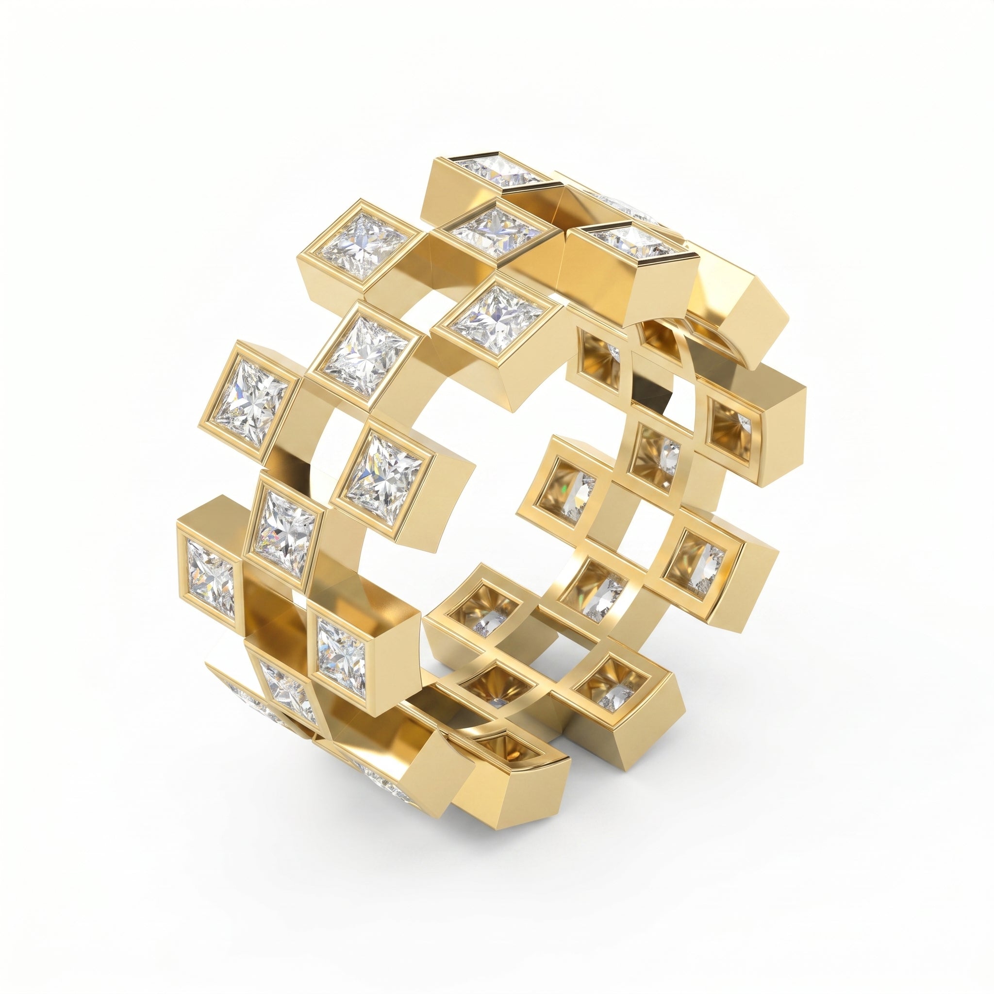 Bold Geometric Princess Cut Diamond Band ( 2.00 - 3.00 ct. )