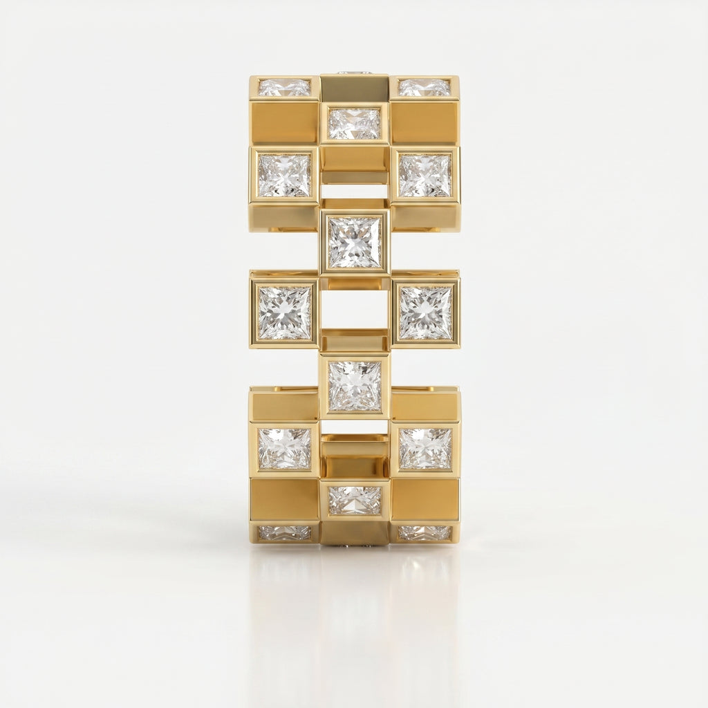 Bold Geometric Princess Cut Diamond Band ( 2.00 - 3.00 ct. )