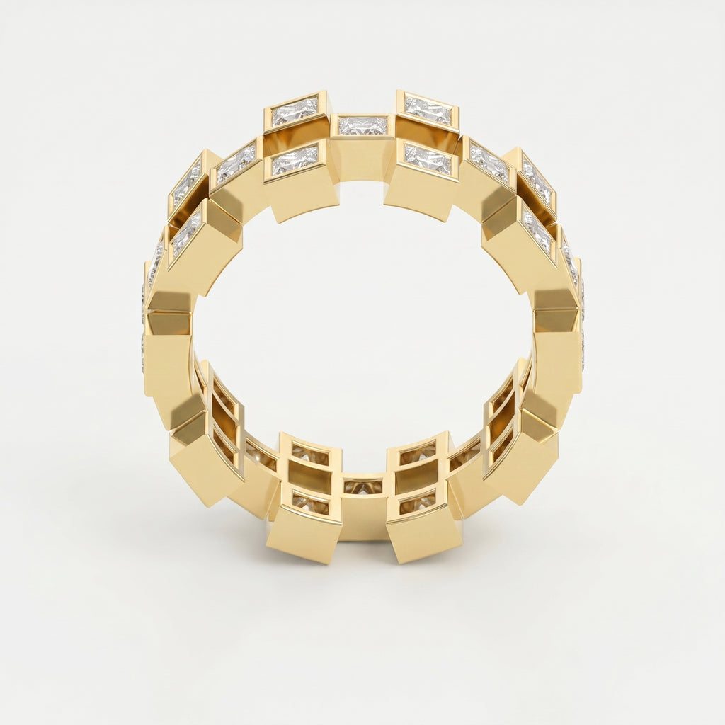 Bold Geometric Princess Cut Diamond Band ( 2.00 - 3.00 ct. )