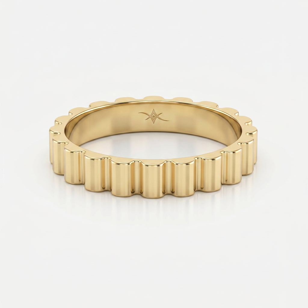 Fluted Wedding Metal Band