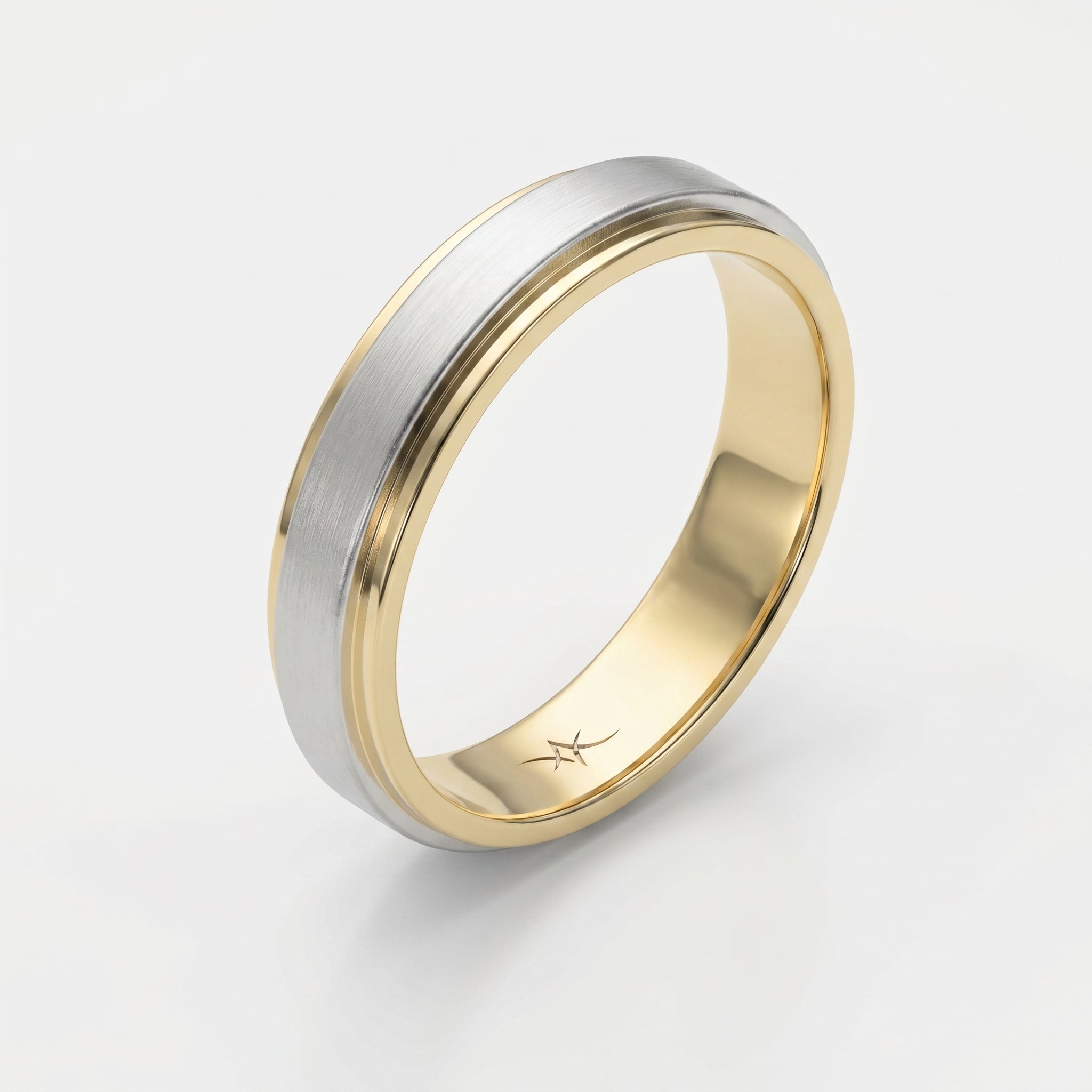 Two-Tone Wedding Band Crafted Entirely Metal band