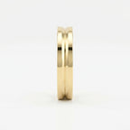 Bullnose Groove Pattern Flat Wedding Metal Ring