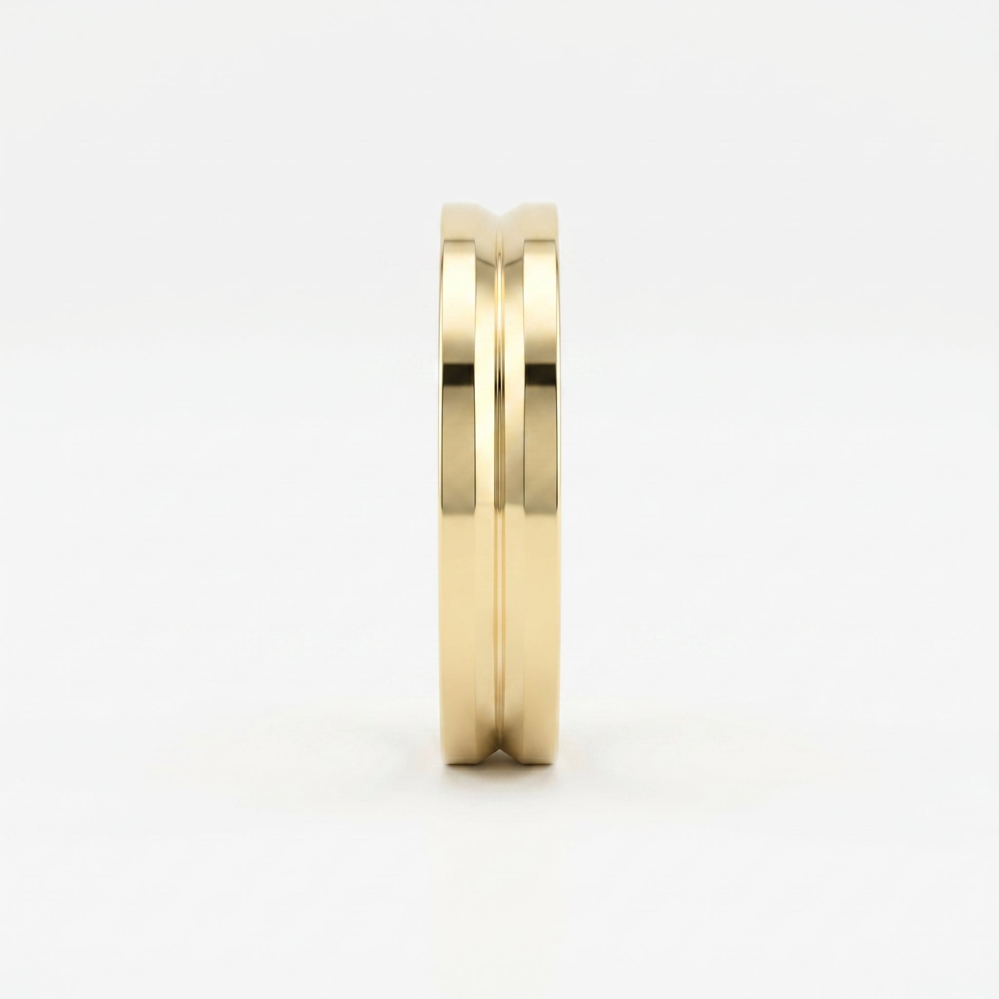 Bullnose Groove Pattern Flat Wedding Metal Ring