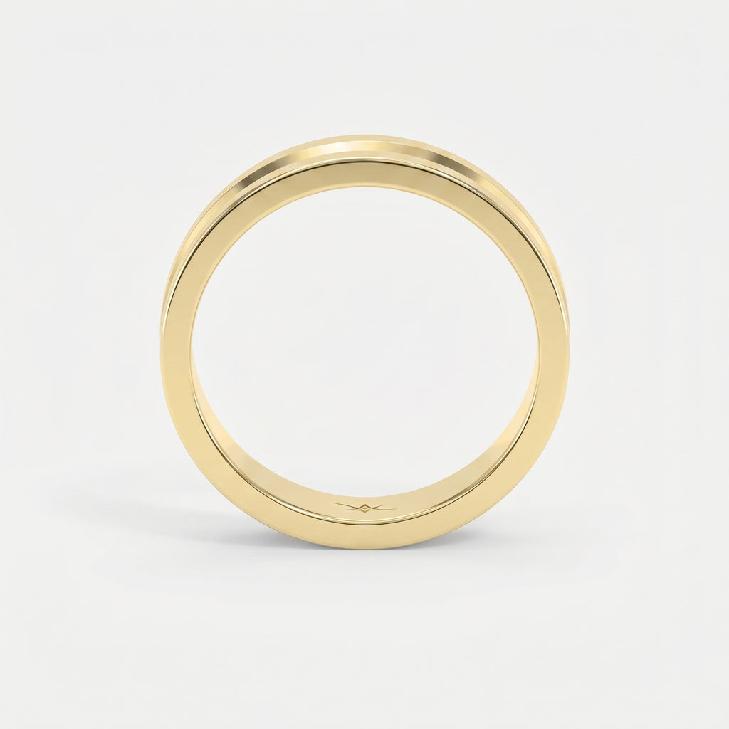 Bullnose Groove Pattern Flat Wedding Metal Ring