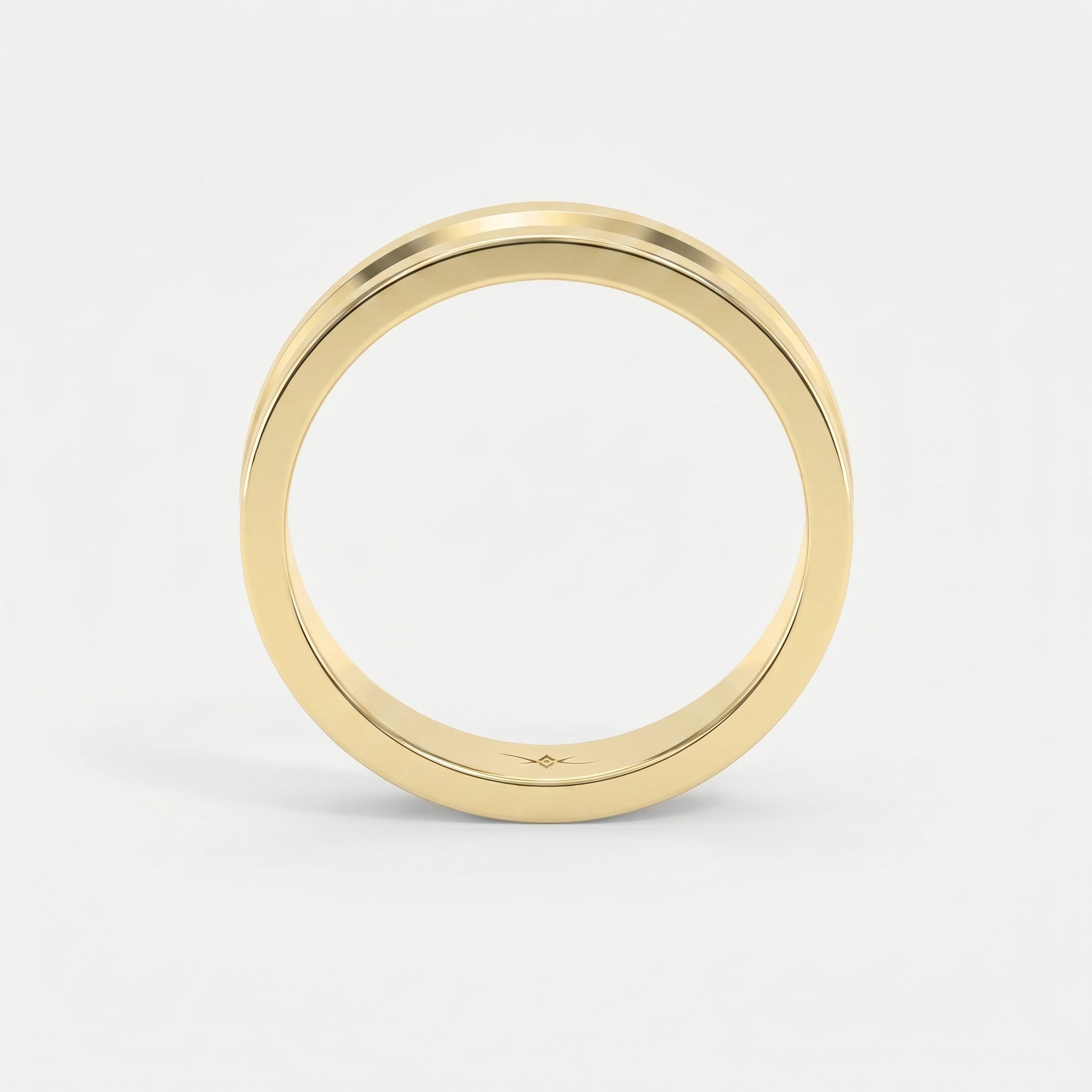 Bullnose Groove Pattern Flat Wedding Metal Ring