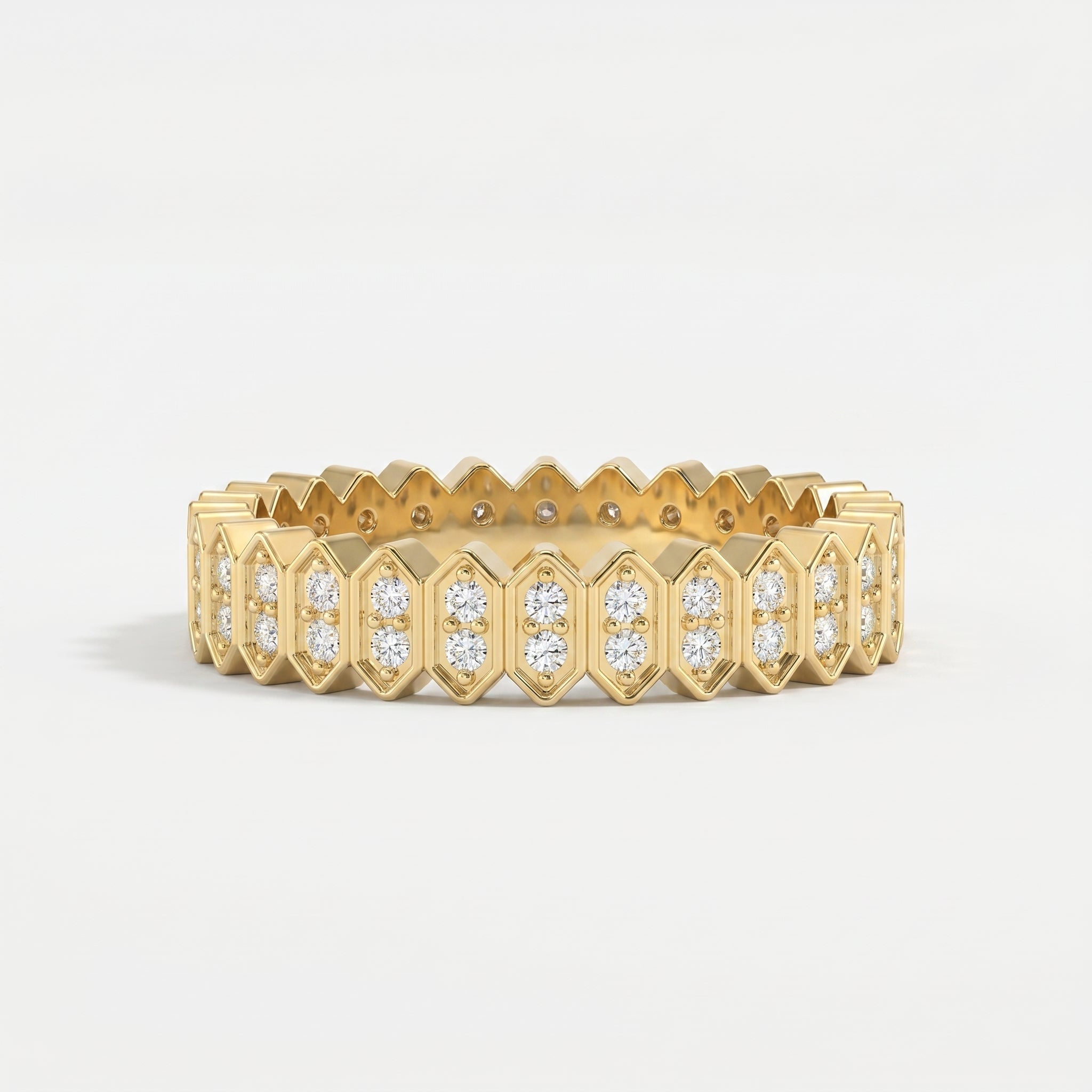Marquise Motif Round Diamond Wedding Band