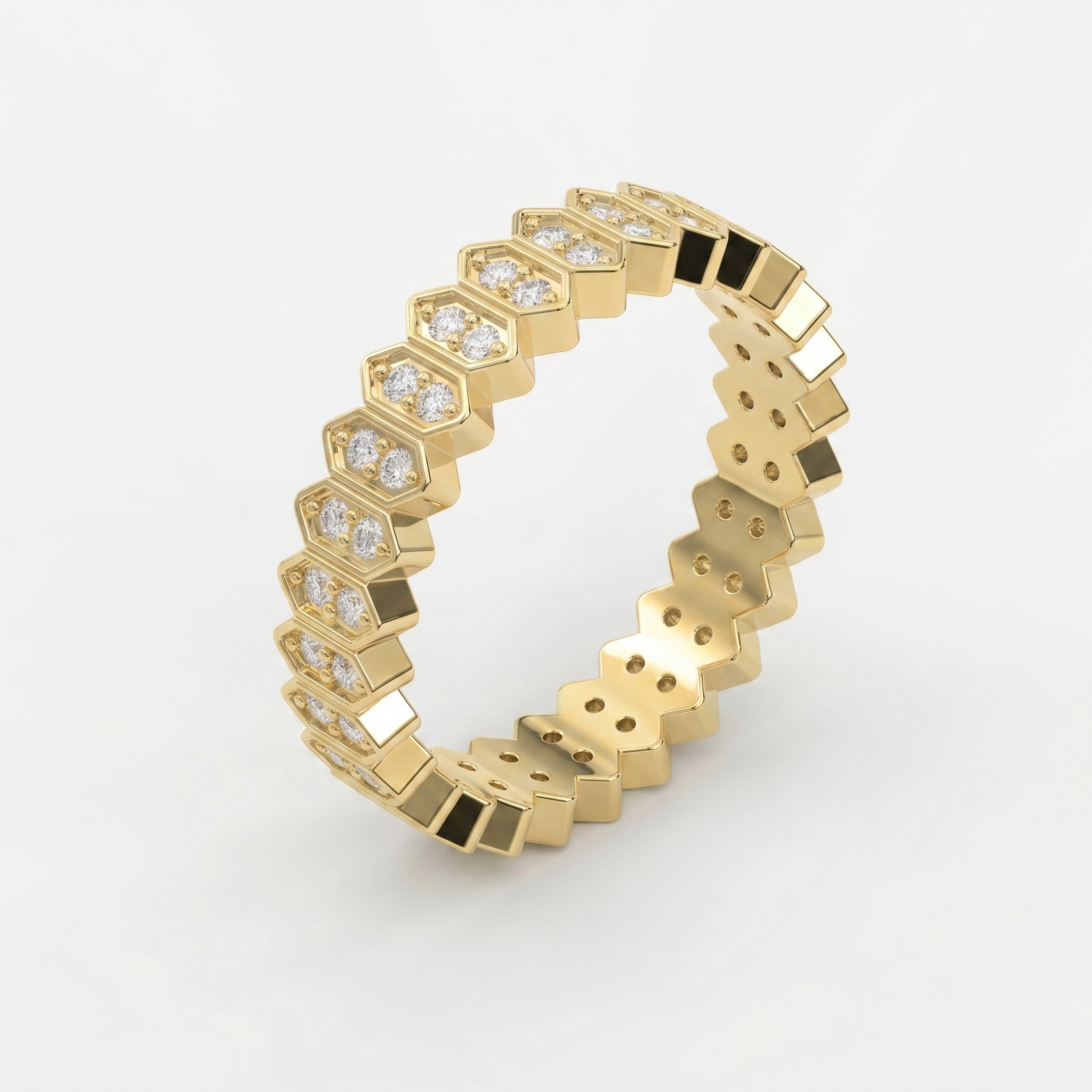 Marquise Motif Round Diamond Wedding Band