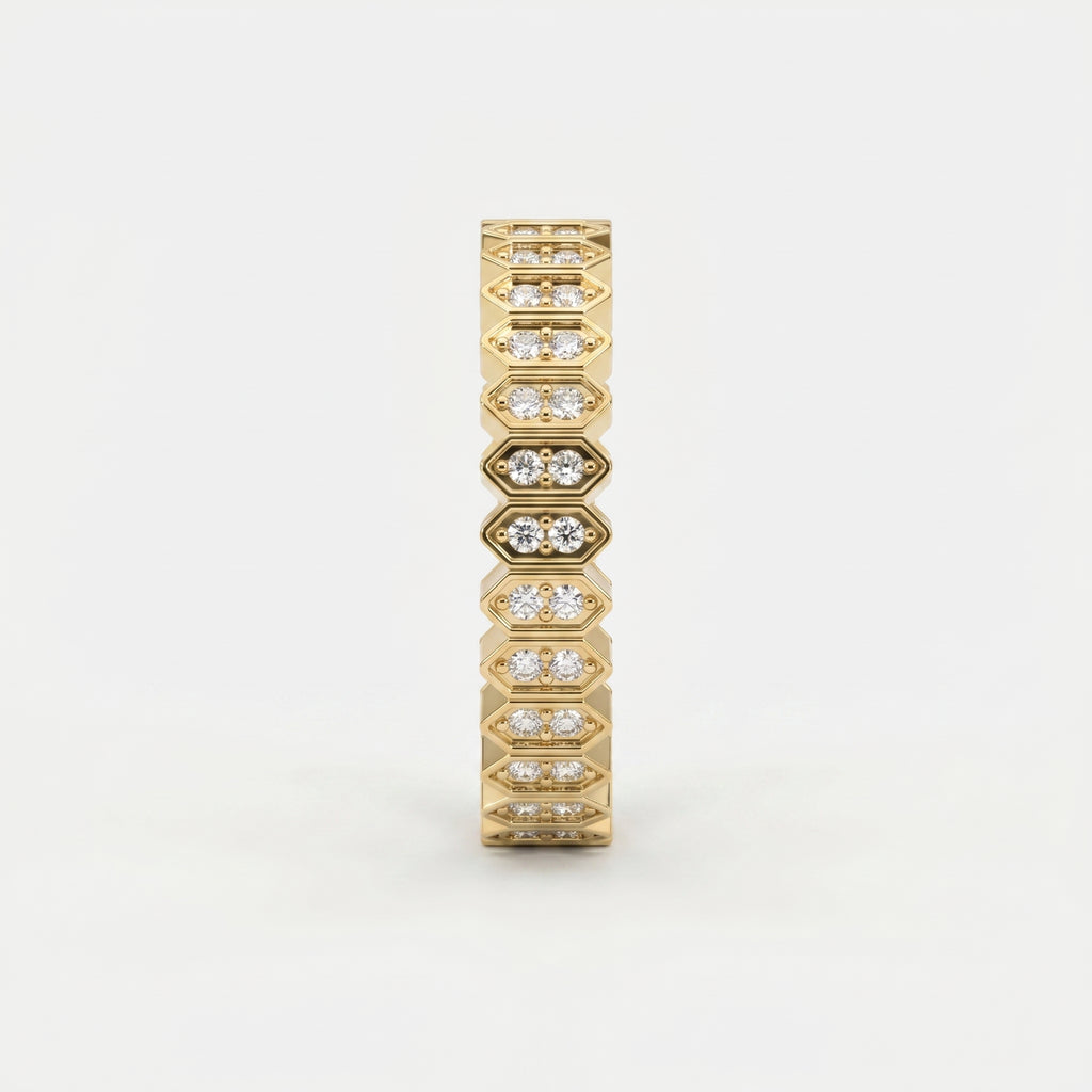 Marquise Motif Round Diamond Wedding Band